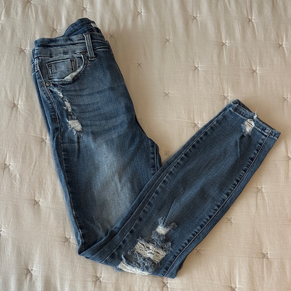 Eunina “Bri” Women's Distressed Skinny Jeans - Blue